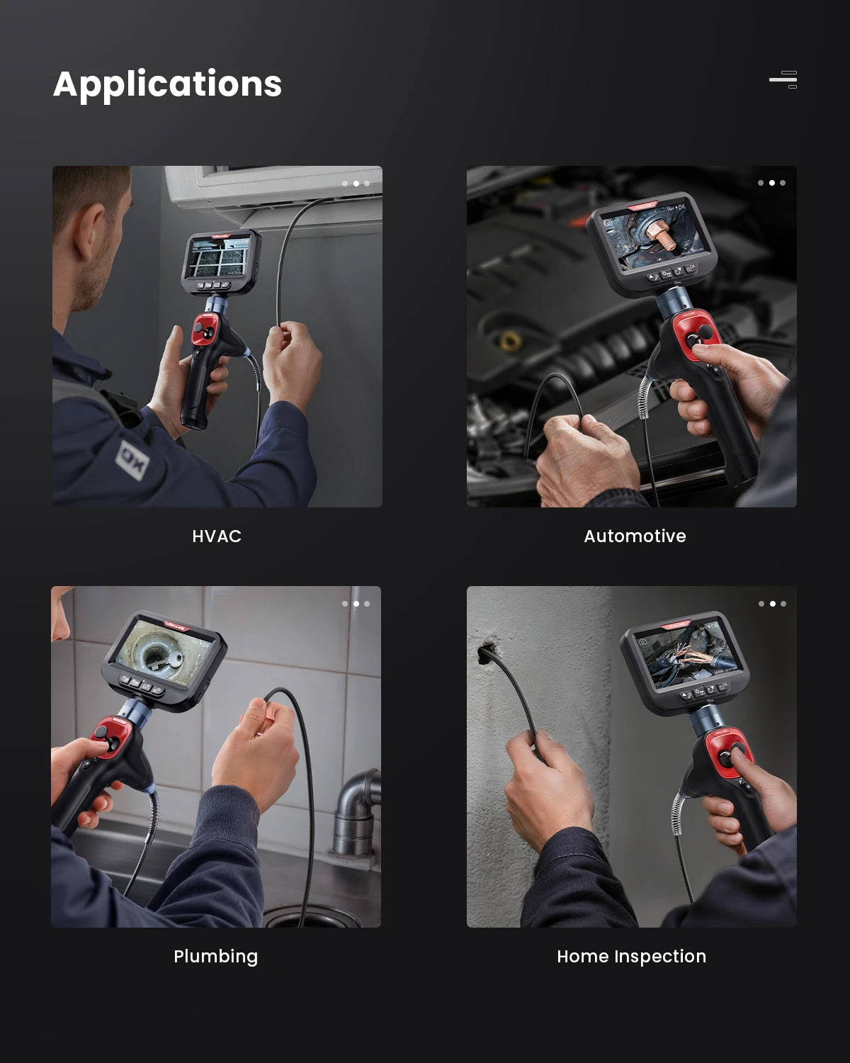 RALCAM borescope in use for HVAC, automotive, plumbing and home inspection work