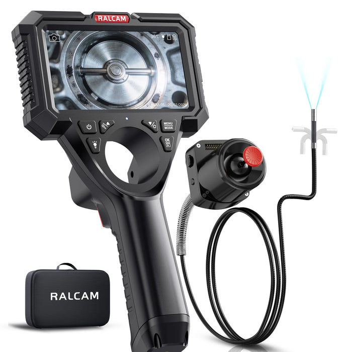 M506 Modular Borescope with Interchangeable Probes — 4-Way 360° Articulating, 5" HD Display, 6.2mm Camera