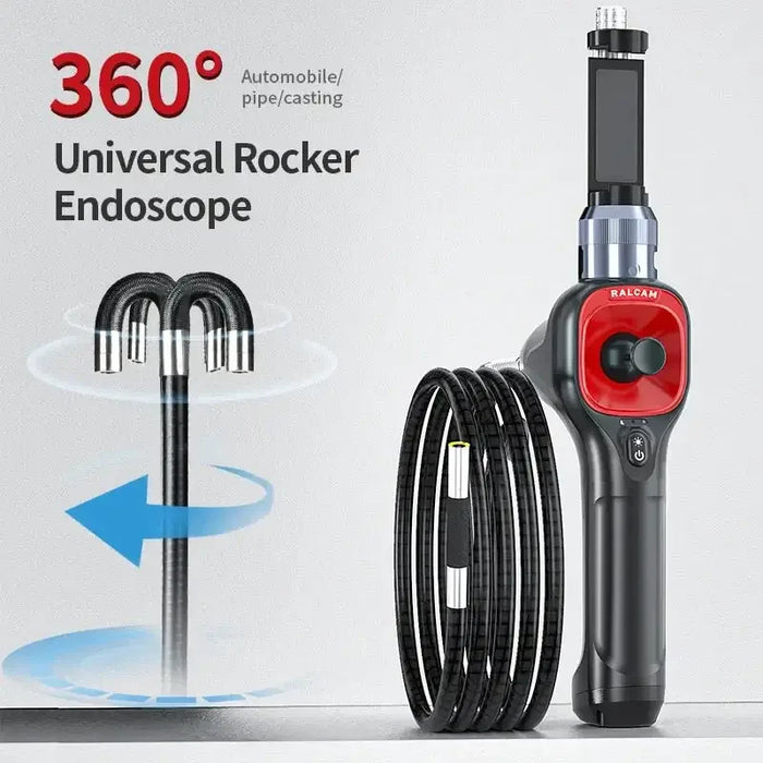 Ralcam F606A 4-Way Articulating Endoscope for iPhone and Android showing flexible probe steering for precise inspection