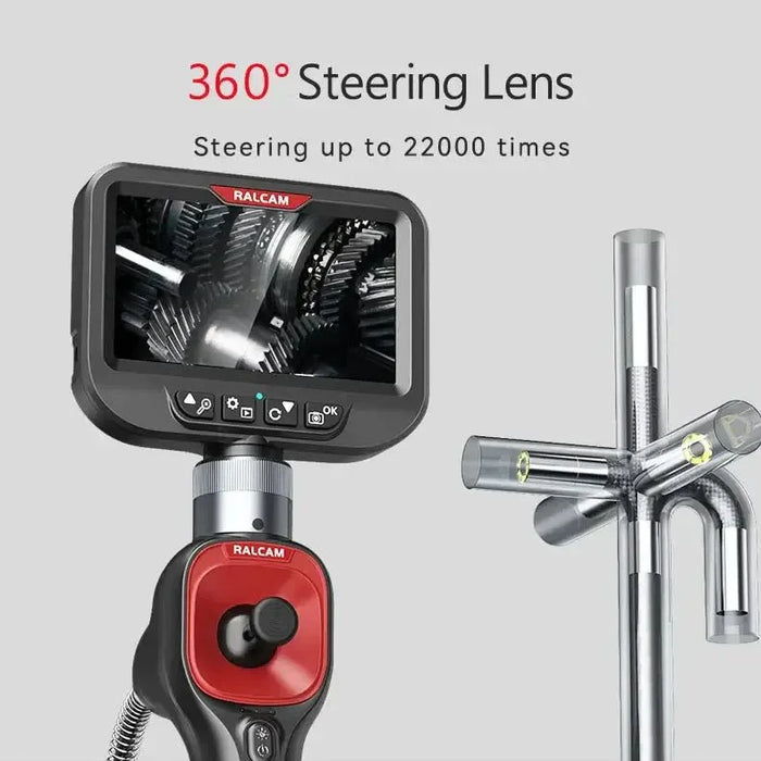 4 way articulating borescope Ralcam F606B showing full 360-degree steering for engine inspection