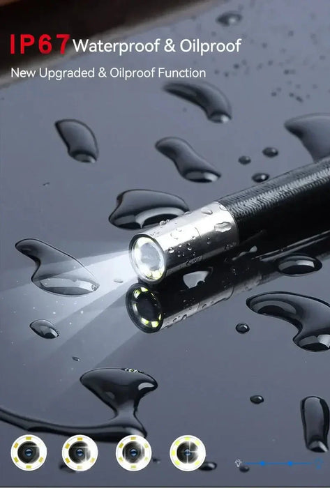 Ralcam F606B 4 way articulating borescope with high-lumen LED light illuminating narrow engine area