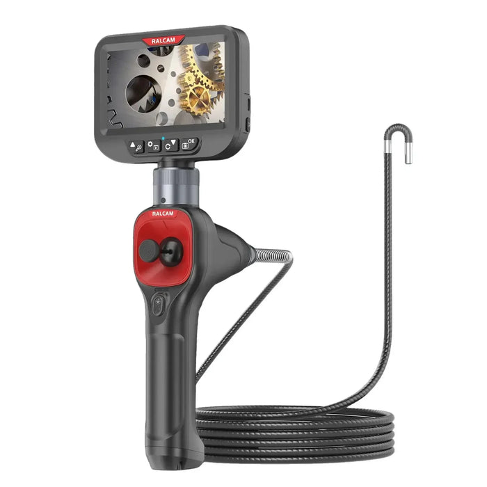 Ralcam F606B 4 way articulating borescope inspecting car engine with HD camera and flexible probe