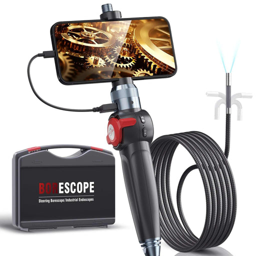 iPhone borescope Ralcam H406A full view on white background, 6.2mm flexible probe for engine inspection