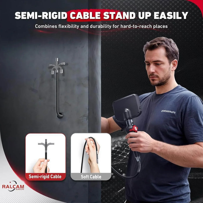 Ralcam H406B engine borescope inspecting a wall cavity, demonstrating flexible probe access for hidden spaces and detailed inspection