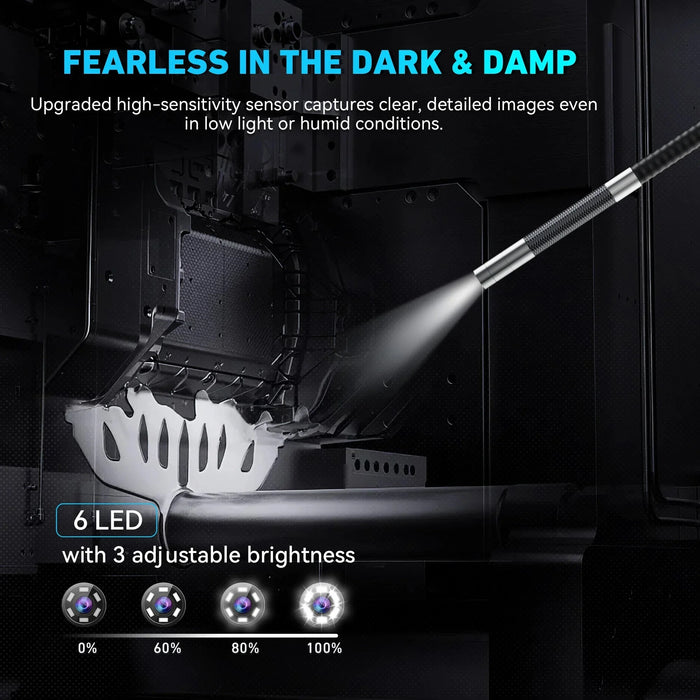 Ralcam R406S endoscope automotive LED light close-up, high-lumen illumination for precise engine inspection