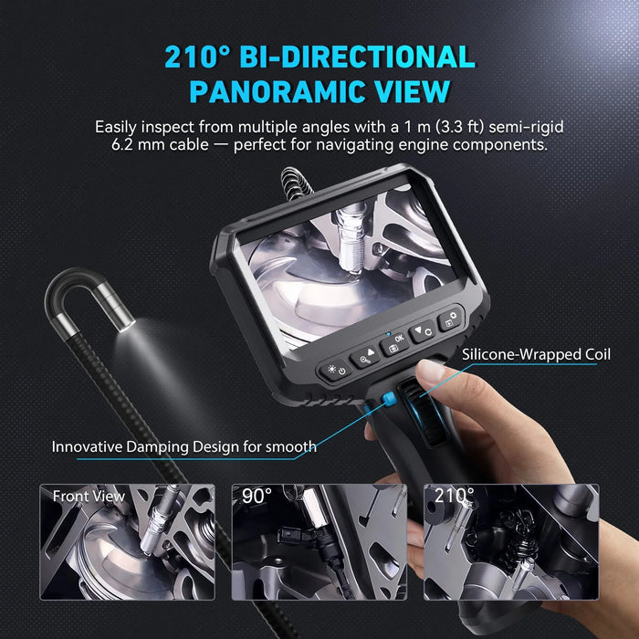 Ralcam R406S endoscope automotive showing screen, controls, and probe, professional borescope for engines